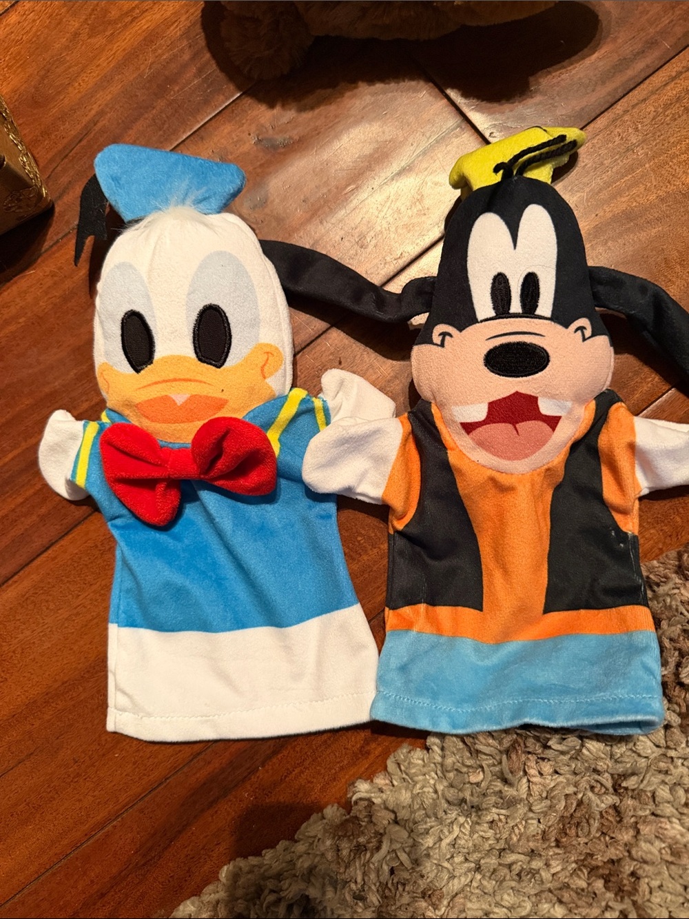 Disney Donald Duck & Goofy Plush Hand Puppet Set - Blue, Black & Orange